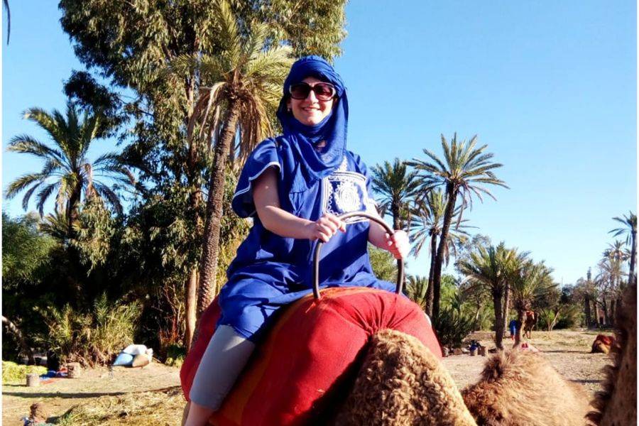 Kamelritt in der Palmeraie von Marrakesch