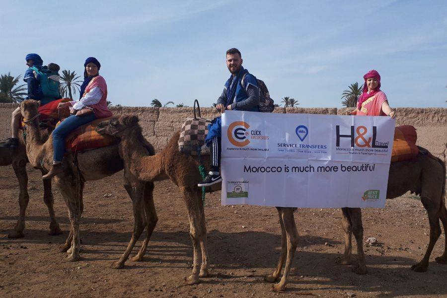 Kamelritt in der Palmeraie von Marrakesch