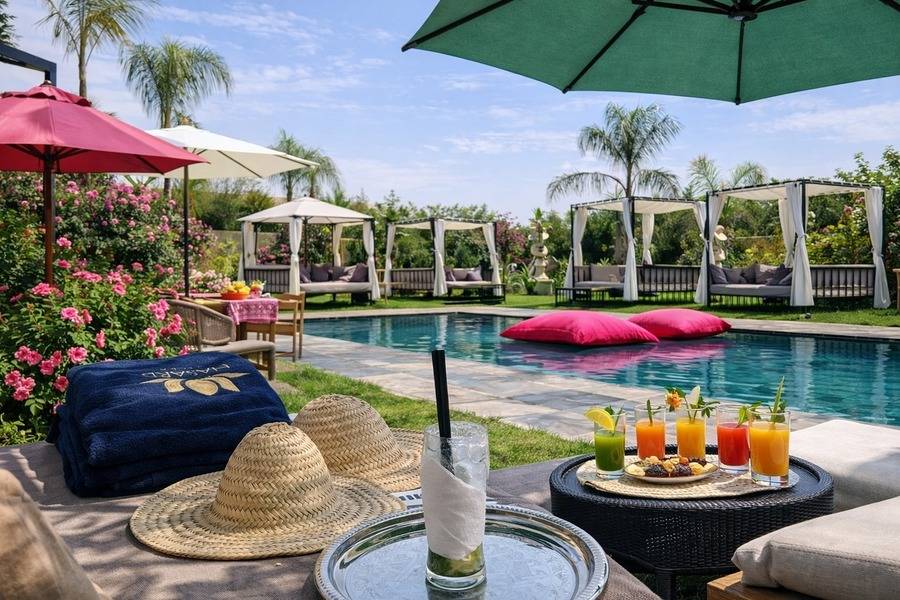  1 740 Heißluftballonfahrt bei Sonnenaufgang, Pool-Tagesticket & Mittagessen in Marrakesch
