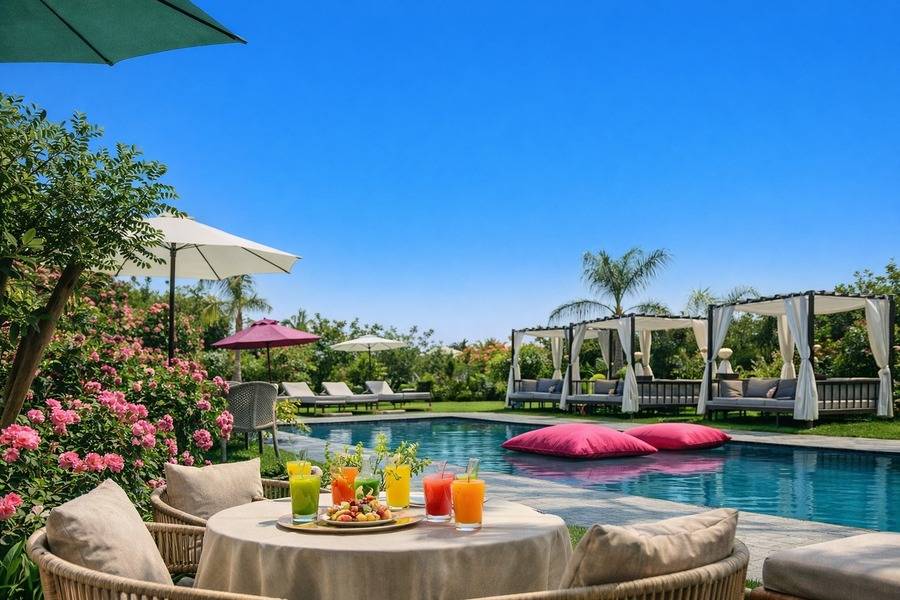  1 740 Heißluftballonfahrt bei Sonnenaufgang, Pool-Tagesticket & Mittagessen in Marrakesch